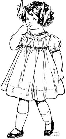 Girl In Victorian Dress Coloring Page